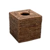 Rattan Square Tissue Box Cover in Natural - 5.5"L x 5.5"W x 5.5"H