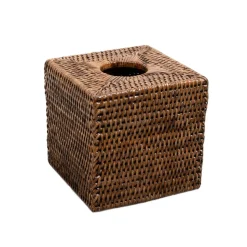 Rattan Square Tissue Box Cover in Natural - 5.5"L x 5.5"W x 5.5"H