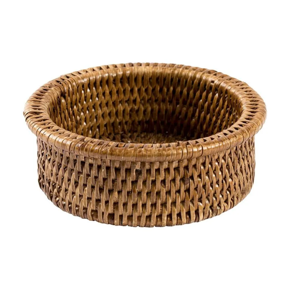 Rattan Wine Bottle Coaster in Dark Natural - 1 Each
