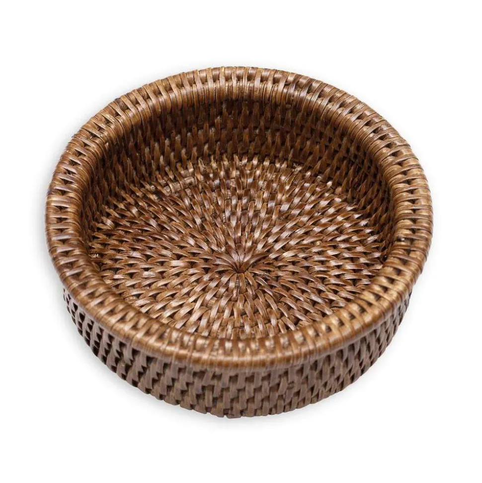 Rattan Wine Bottle Coaster in Dark Natural - 1 Each