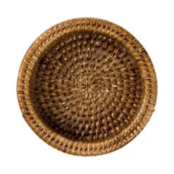 Rattan Wine Bottle Coaster in Dark Natural - 1 Each