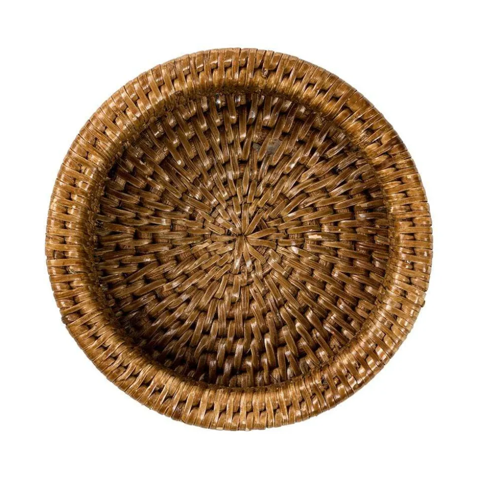 Rattan Wine Bottle Coaster in Dark Natural - 1 Each