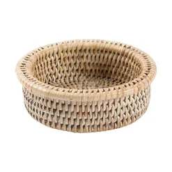 Rattan Wine Bottle Coaster in White Natural - 1 Each