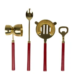 Red & Shiny Brass Bar Tool Sets