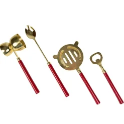 Red & Shiny Brass Bar Tool Sets