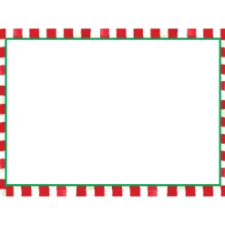 Red And White Stripe Border Adhesive Labels - 12 Per Package
