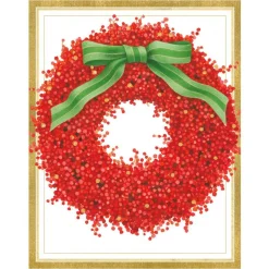 Red Berry Wreath Petite Boxed Christmas Cards - includes 15 cards & envelopes