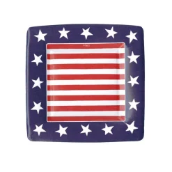 Red, White & Blue Square Paper Salad & Dessert Plates - 8 Per Package