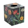 Redouté Floral Lacquer Tissue Box Cover in Black - 1 Each
