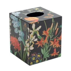 Redouté Floral Lacquer Tissue Box Cover in Black - 1 Each