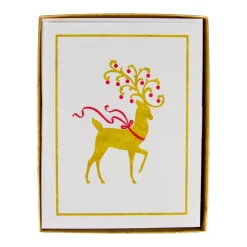 Reindeer Foil Embossed Large Boxed Christmas Cards - includes 10 Cards & Envelopes