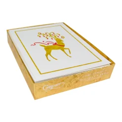 Reindeer Foil Embossed Large Boxed Christmas Cards - includes 10 Cards & Envelopes