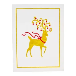 Reindeer Foil Embossed Large Boxed Christmas Cards - includes 10 Cards & Envelopes