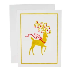 Reindeer Foil Embossed Large Boxed Christmas Cards - includes 10 Cards & Envelopes