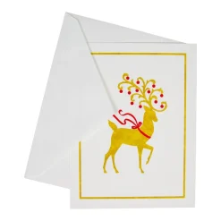 Reindeer Foil Embossed Large Boxed Christmas Cards - includes 10 Cards & Envelopes