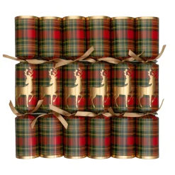 Reindeer Tartan Celebration Crackers - includes 6 Celebration Crackers
