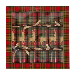 Reindeer Tartan Celebration Crackers - includes 6 Celebration Crackers