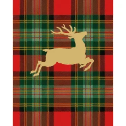 Reindeer Tartan Foil Classic Boxed Christmas Cards - includes 10 cards & envelopes