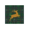 Reindeer Tartan Green Boxed Cocktail Napkins - includes 12 Boxed Cocktail Napkins