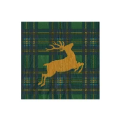 Reindeer Tartan Green Boxed Cocktail Napkins - includes 12 Boxed Cocktail Napkins