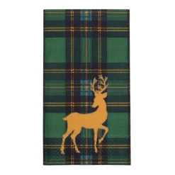 Reindeer Tartan Green Guest Towels - includes 15 Guest Towels