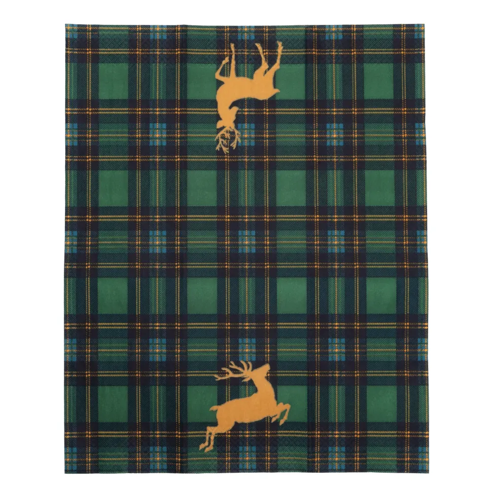 Reindeer Tartan Green Guest Towels - includes 15 Guest Towels