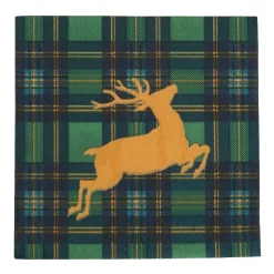 Reindeer Tartan Green Luncheon Napkins - includes 20 Luncheon Napkins