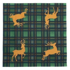Reindeer Tartan Green Luncheon Napkins - includes 20 Luncheon Napkins