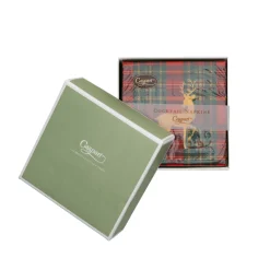 Reindeer Tartan Red Boxed Cocktail Napkins - includes 12 Boxed Cocktail Napkins