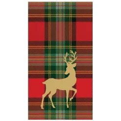 Reindeer Tartan Red Guest Towels - includes 15 Guest Towels