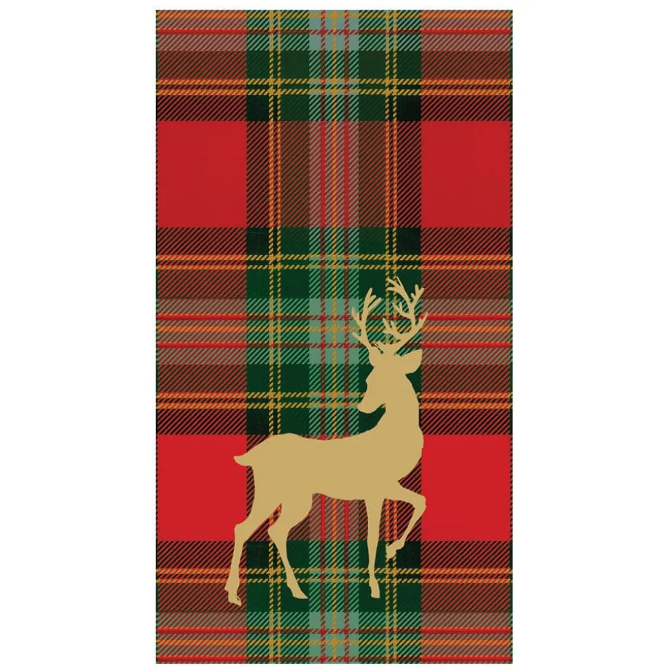 Reindeer Tartan Red Guest Towels - includes 15 Guest Towels