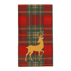 Reindeer Tartan Red Guest Towels - includes 15 Guest Towels