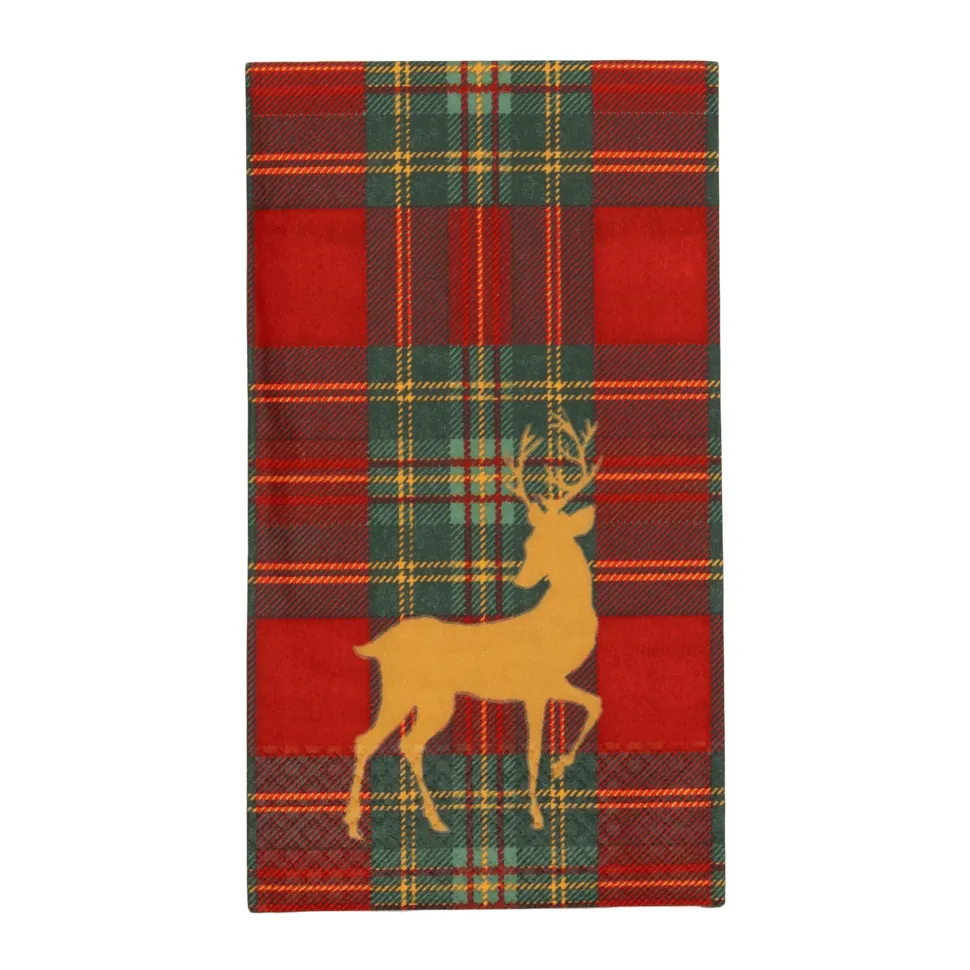 Reindeer Tartan Red Guest Towels - includes 15 Guest Towels