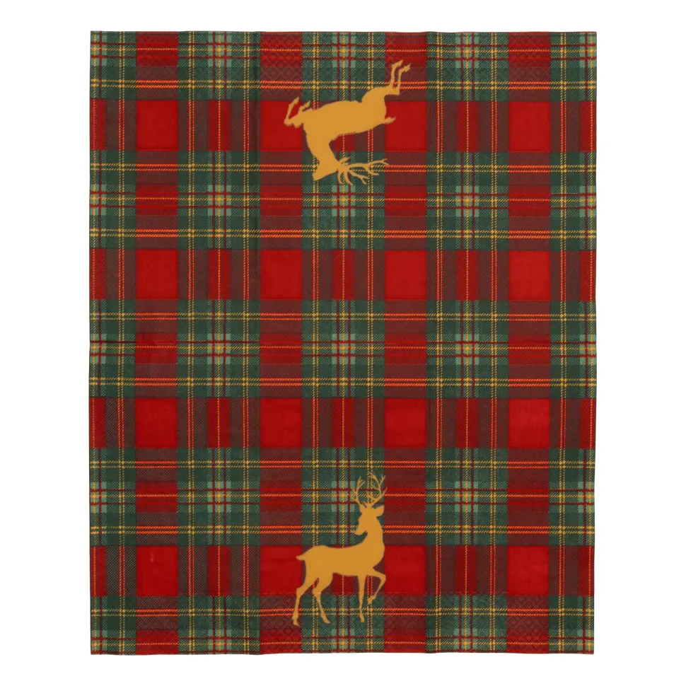 Reindeer Tartan Red Guest Towels - includes 15 Guest Towels