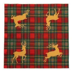 Reindeer Tartan Red Luncheon Napkins - includes 20 Luncheon Napkins