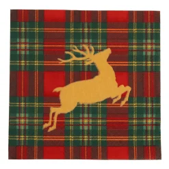 Reindeer Tartan Red Luncheon Napkins - includes 20 Luncheon Napkins