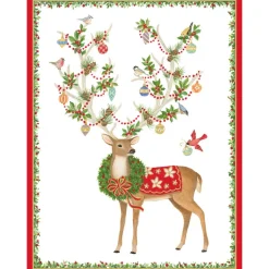 Reindeer with Ornamented Antlers Classic Boxed Christmas Cards - includes 15 cards & envelopes