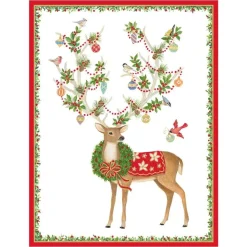 Reindeer with Ornamented Antlers Classic Boxed Christmas Cards - includes 15 cards & envelopes