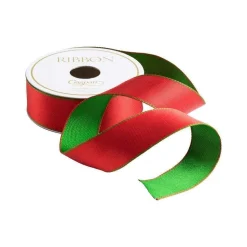 Reversible 1" Satin Red/Green Ribbon - 10 Yards