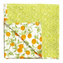 Reversible Kantha Table Cover in Orange Grove - 1 Each