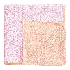 Reversible Kantha Table Cover in Fuchsia Block Print Leaves - 1 Each