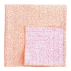 Reversible Kantha Table Cover in Fuchsia Block Print Leaves - 1 Each