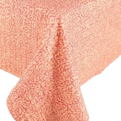 Reversible Kantha Table Cover in Fuchsia Block Print Leaves - 1 Each