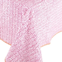 Reversible Kantha Table Cover in Fuchsia Block Print Leaves - 1 Each