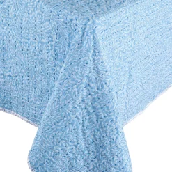 Reversible Kantha Table Cover in Blue Block Print Leaves - 1 Each