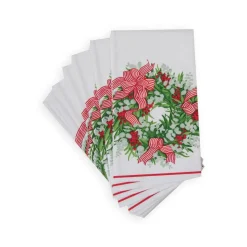 Ribbon Stripe Wreath Guest Towel Napkins - 15 Per Package