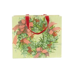 Ribbon Stripe Wreath Large Gift Bag - 1 Each