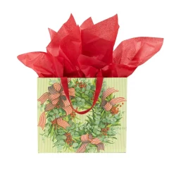 Ribbon Stripe Wreath Large Gift Bag - 1 Each