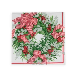 Ribbon Stripe Wreath Luncheon Napkins - 20 Per Package
