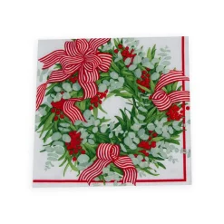 Ribbon Stripe Wreath Napkin Dinner - 20 Per Package